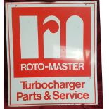 A Roto-Master double side tin advertising sign, 53 x 61 cm.