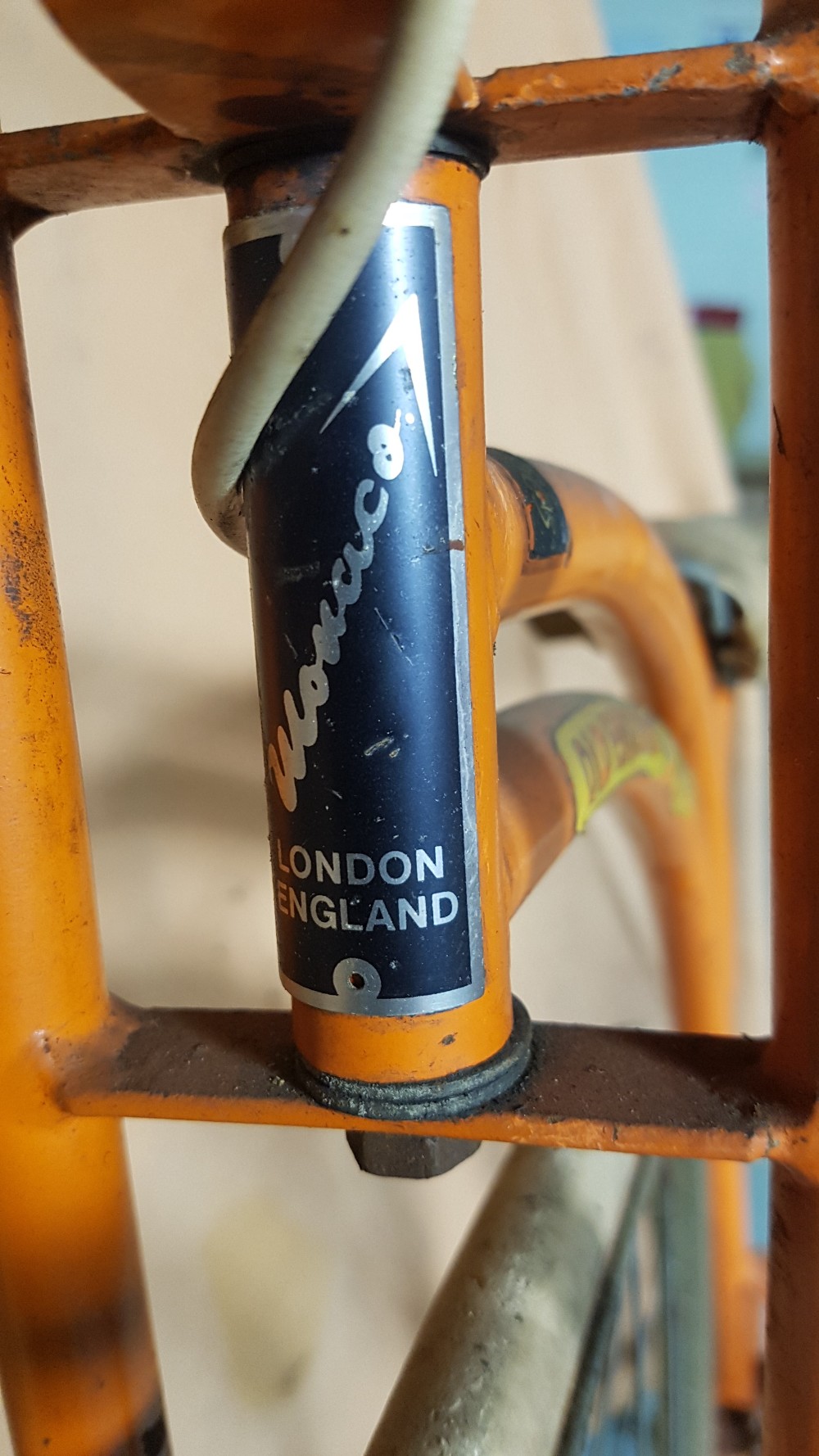 Monaco Old England Penny Farthing Bicycle - orange tubular steel frame, steel rims with white - Image 4 of 4