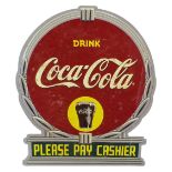 *A Drink Coca Cola enamel and tin single sided sign, 50 x 44 cm.