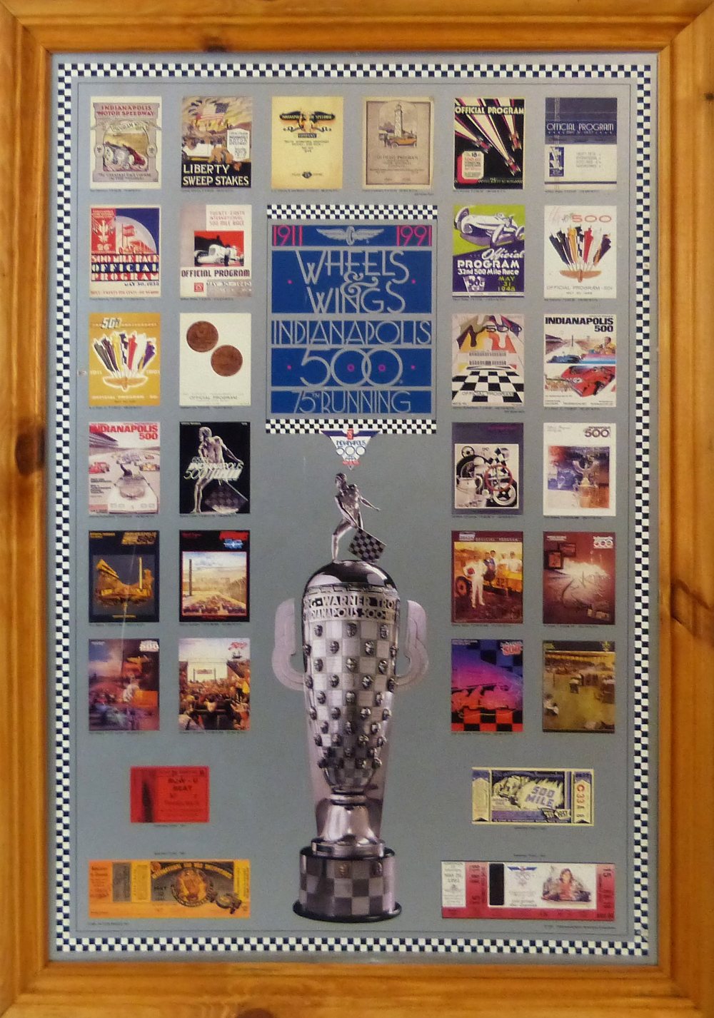 *A 1911 - 1991 Indianapolis 500 75th running poster, framed, 69 x 45 cm.