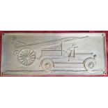 A cast brass image of a 1930's fire engine, 50 x 20 cm.