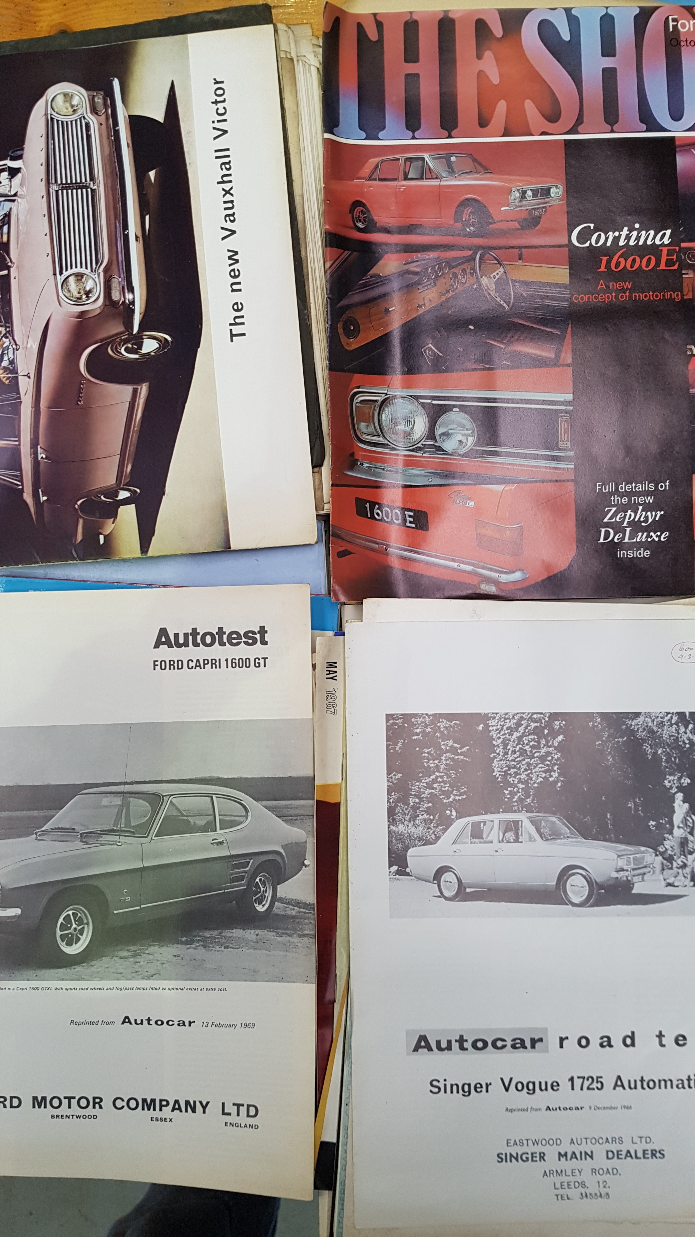 A collection of motoring brochures, c. 1960/70, to include a Ford Capri Mk1, 1600GT