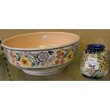 A large Poole pottery bowl together with a Moorcroft vase (AF) (2)