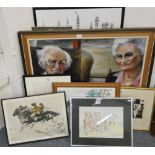 A collection of pictures, prints, brass rubbings etc. (12)