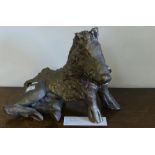 A Ronald Falck painted terracotta with bronzed lacquer named 'The Classical Boar', 37 cm tall x 48