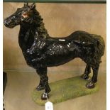 A Ronald Falck painted terracotta model of a horse on plinth, 46 cm tall