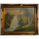 Oil 'Sheep by Waterfall' by R Danford together with three others (4)