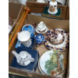 Ainsley china, collectors plates, Japanese tea pot, walking sticks etc