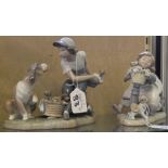 Lladro figures of girl with dog and puppies and a girl on a tricycle with cat (2)