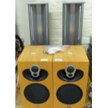 A pair of Linn speakers (1 AF) in oak, serial numbers 1245709 and 1245710 with stands