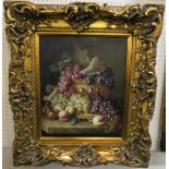A gilt framed still life coloured oil on canvas, 50 cm x 60 cm not including frame, 90 cm x 80 cm