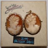 Two 9ct gold mounted shell cameo brooches (2)