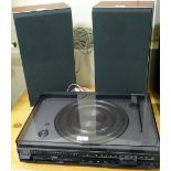 A Bang and Olufsen airlifted beocenter 1800 record player and radio together with a pair of Beovox