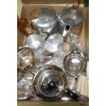 A Picquot ware four piece tea service together with three piece plated tea service and a quantity of