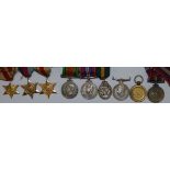 WWII set of six miniatures (one missing), 1939-45 Star, Africa Star, Defence, 1939-1945 War and