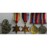 Africa Star, 1939-1945 Star and two 1939-1945 war medals, together with Middlesex Regiment and Rifle