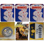 *Seven enamel and tin alcohol advertising signs, comprising; 'Corona Extra', 49 x 44cm, 'Michelob