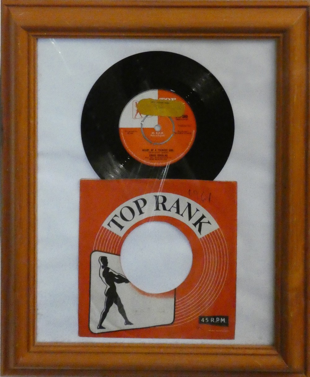 A signed and framed 45RPM record by Craig Douglas, featuring 'Heart of a Teenage Girl', together - Image 3 of 3