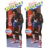 *A pair of Coors Boxing Team "Knock-Out Offer" cardboard advertising stand-up displays, featuring