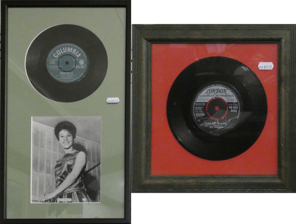 A signed and framed photograph and 45RPM record by Helen Shapiro, featuring 'Marvellous Lie',