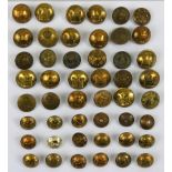 A collection of approximately 100 assorted military buttons.