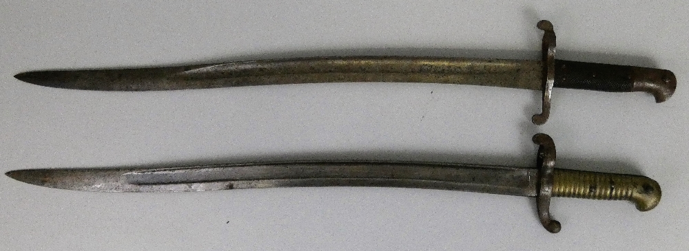 An 1853 pattern British artillery sword bayonet, together with an 1856 pattern British sword bayonet - Image 2 of 3