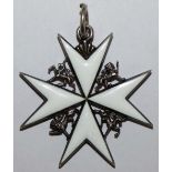 Order of St. John, shoulder badge, no ribbon, silver and white enamel.