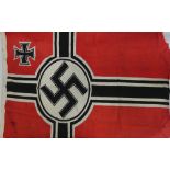 A WWII German armed forces Kreigsmarine naval ensign 'Reichskriegsflagge' National War Flag, with