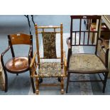 A child's rocking chair together with a child's bentwood chair and a carver (3)