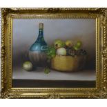 A still life oil by Jenkins, gilt frame