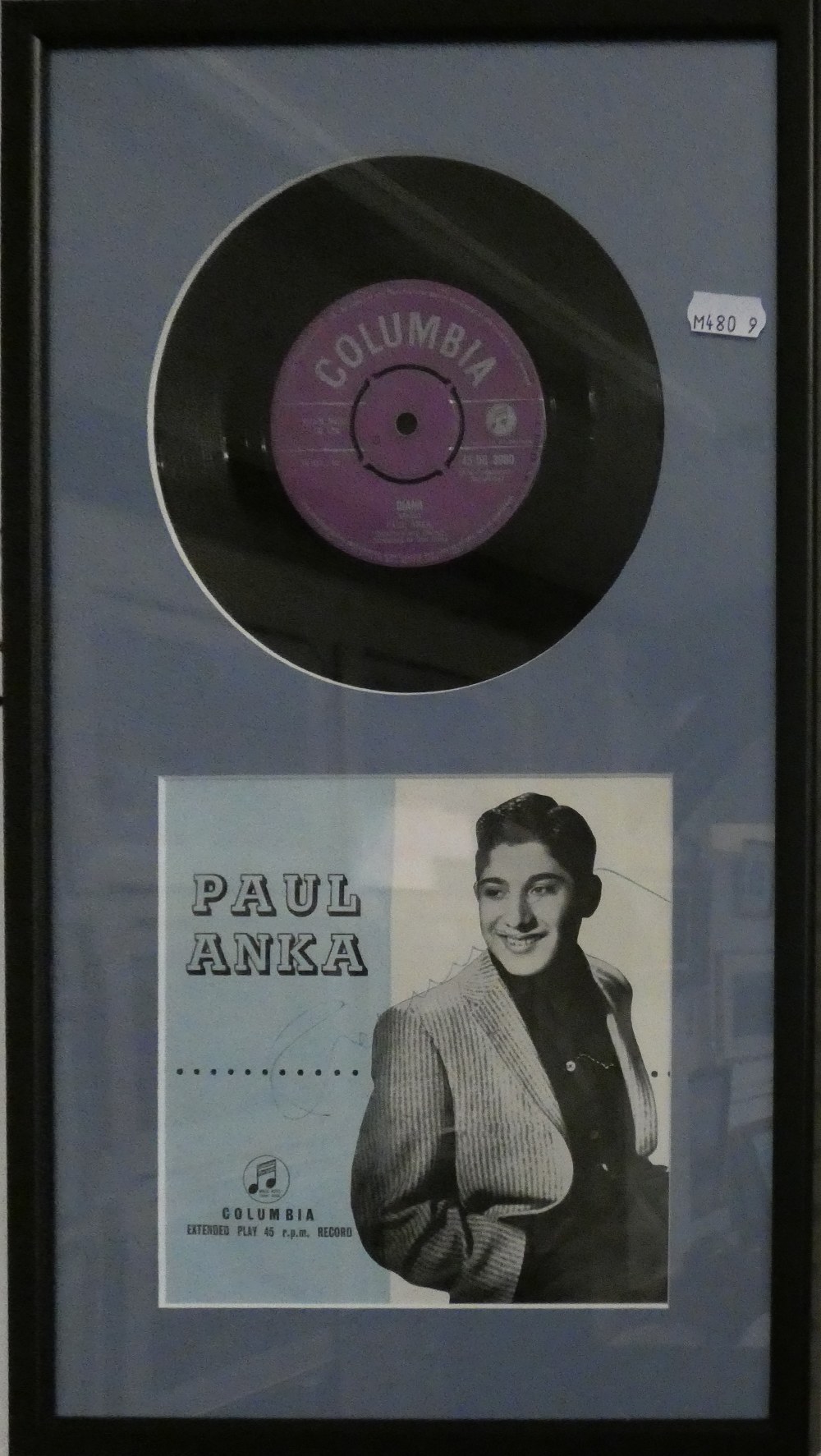 A signed and framed photograph and 45RPM record by Paul Anka, featuring 'Diana', together with a - Image 3 of 3