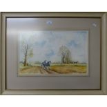A Graham Deans framed watercolour depicting countryside scene, 80 x 60 cm