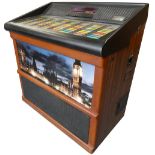 A 240 choice NSM City jukebox depicting London Big Ben scene to the front panel, model City E S