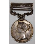 The India General Service Medal (1854-95), and bar Jowaki 1877-8 (8th November 1877 to 19th