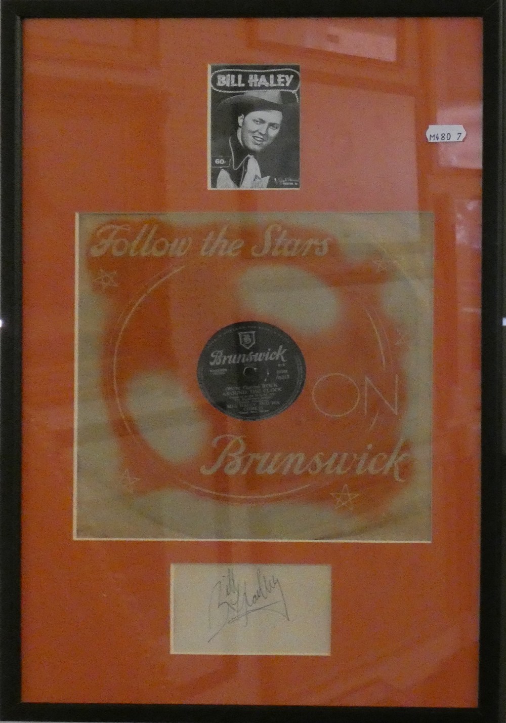 A signature on paper and framed Brunswick 78RPM record by Bill Haley and his Comets, '(We're Gonna) - Image 3 of 3