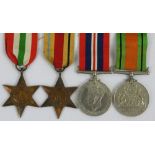 WWII group of four, awarded to A.H. Treacher, 1939-1945 Star Medal, Africa Star Medal, Italy Star