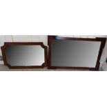 A mahogany framed, octagonal, bevelled edged wall mirror together with art deco style bevelled edged