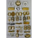 A collection of approximately 80 modern military cap and shoulder badges.