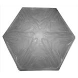 Noverdy, France - an art deco octagonal frosted glass plafonnier, with locust motifs, raised
