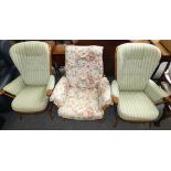 A pair of Ercol evergreen 913 high backed wing armchairs in Golden Dawn finish together with a