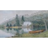 Suzanne Banes pastel of 'House by Lake Among Trees', gilt frame