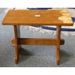 Alan Grainger - Acornman, an oak side table with central stretcher, intaglio carved acorn, 53 x 26 x