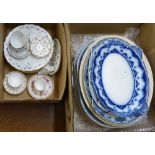 A selection of meat plates including blue and white together with mixed china from Minton, Herend,