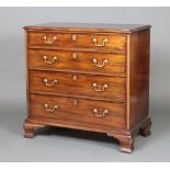 A Georgian mahogany chest fitted 4 long graduated drawers with brass swan neck drop handles,