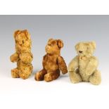 A brown teddy bear with articulated limbs 12cm (wear to feet and pads) and 2 other brown bears