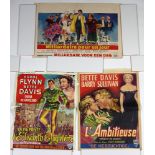 Five movie posters of Bette Davis film including 4 Belgian (translated) "Millionaire for a Day" 36cm