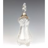 An Edwardian decanter with silver collar London 1901 with later stopper 35cm