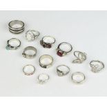 A quantity of silver dress rings