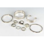 A silver bangle and minor silver jewellery 114 grams