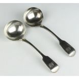 A pair of William IV silver fiddle pattern ladles, London 1839, 151 grams